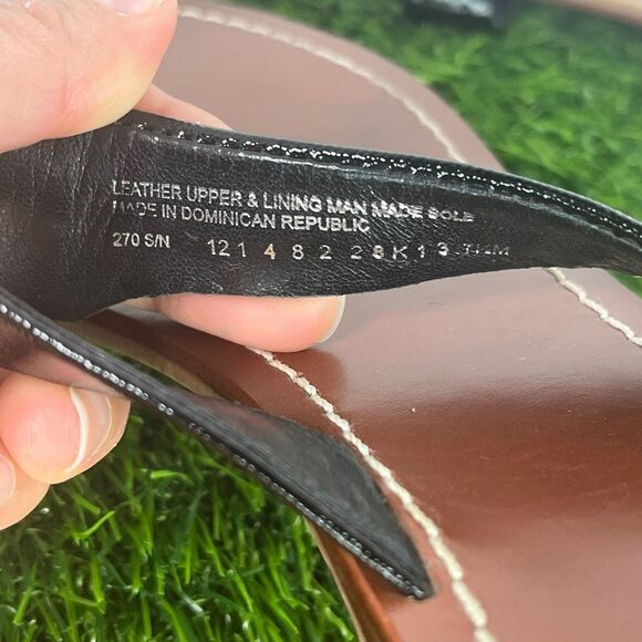 Tory Burch Terra Black Patent Leather Gold Logo Thong Sandals Size 7.5 - Picture 5 of 5